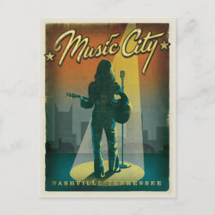 Cartão Postal De Anúncio Salve a Data   Nashville, TN - Garota