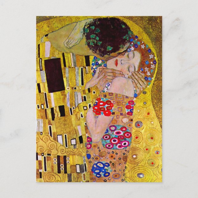Cartão Postal De Anúncio Salve a data! O Beijo de Gustav Klimt (Frente)