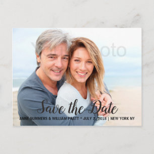 Cartão Postal De Anúncio Salve a data, personalizada com foto, dois lados