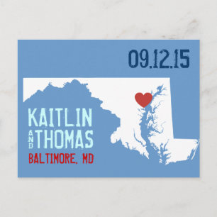 Cartão Postal De Anúncio Salve a Data - Personalizável - Maryland