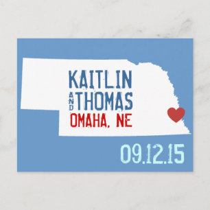 Cartão Postal De Anúncio Salve a Data - Personalizável - Nebraska