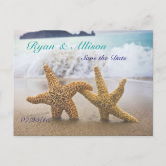 Cartão Postal De Anúncio Salve o Cartão-postal Data Dois Starfish