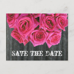 Cartão Postal De Anúncio Salve o Cartão-postal - Rose Bouquet e Barnwood