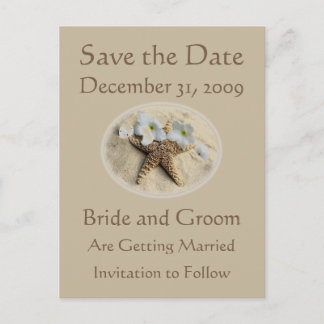 Cartão Postal De Anúncio Salve o casamento da praia de Date