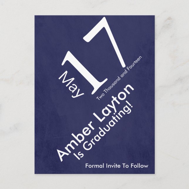 Cartão Postal De Anúncio Salve o Dia da Formatura Moderno (Frente)