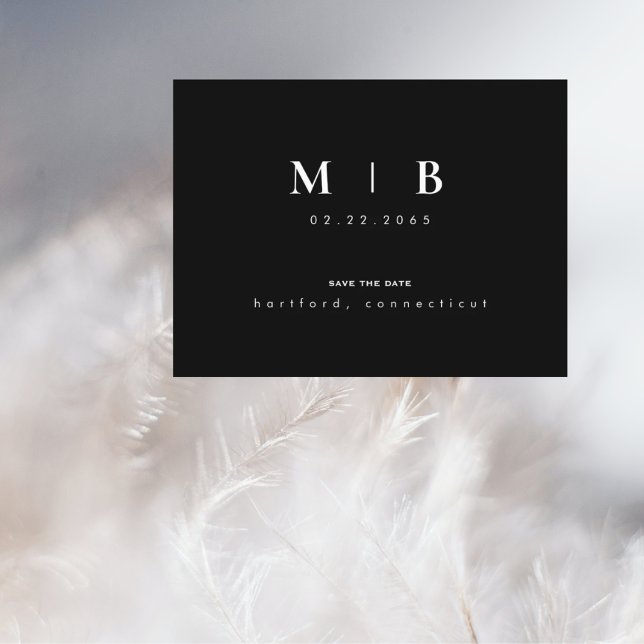 Cartão Postal De Anúncio Salve o Dia do Casamento com Monograma Simples e E (Criador carregado)