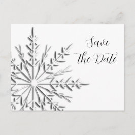 Cartão Postal De Anúncio Salve o Dia do Casamento de Inverno de Floco de Ne