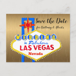 Cartão Postal De Anúncio Salve o dourado do casamento em Las Vegas