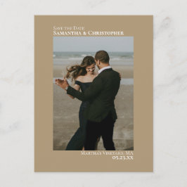 Cartão Postal De Anúncio Sandy Tan Minimalista Foto De Casamento Salve A Da