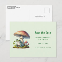 Cartão Postal De Anúncio Sapo Debaixo de um Cogumelo Natureza Fofa