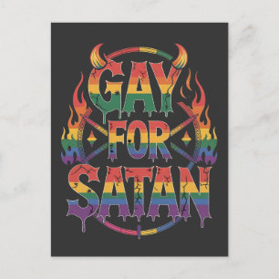 Cartão Postal De Anúncio Satã de granizo Arco-Íris Baphomet Diabo Goat LGBT
