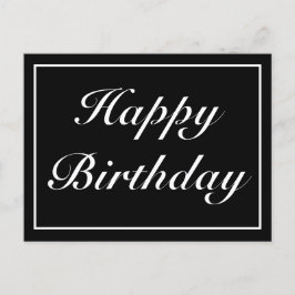 Cartão Postal De Anúncio Saudação de Aniversário Preto Minimalista Moderna