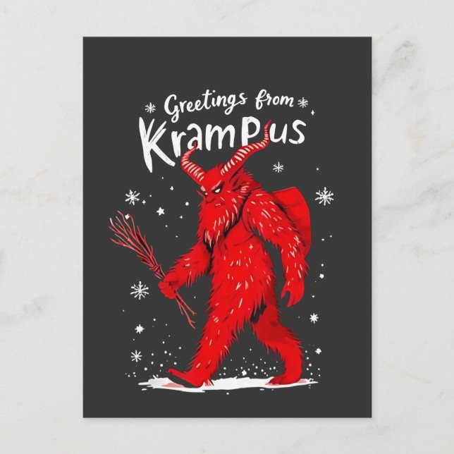 Cartão Postal De Anúncio Saudações do Natal de Krampus Xmas (Frente)