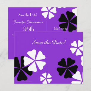 Cartão Postal De Anúncio Save Date 95th Birthday Party Purple Minimalist