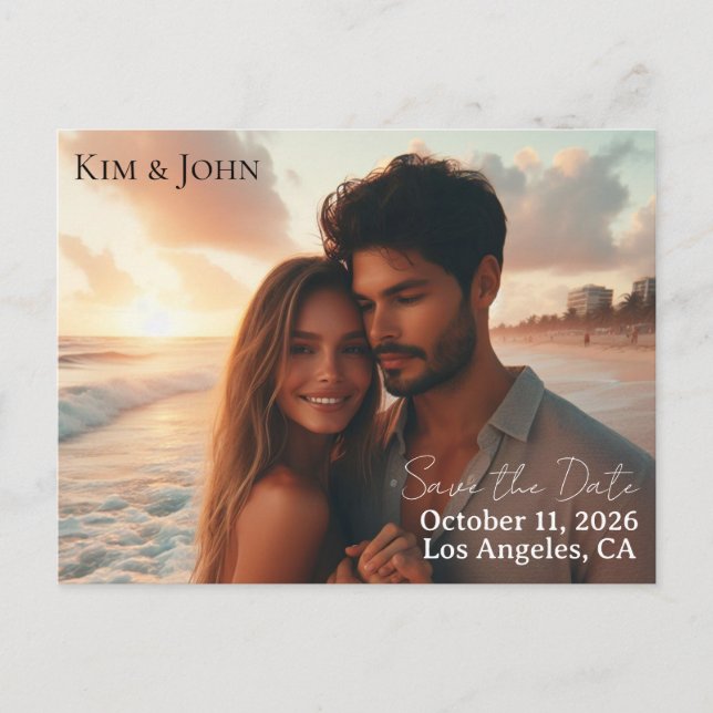 Cartão Postal De Anúncio Save the Date Announcement Postcard (Frente)