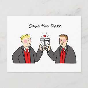 Cartão Postal De Anúncio Save the Date Casal Masculino