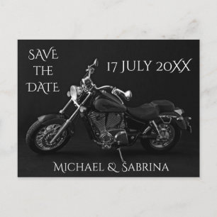 Cartão Postal De Anúncio Save the Date de Moto Personalizado