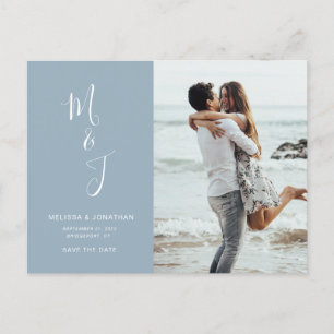 Cartão Postal De Anúncio Save The Date Moderno Azul Pó