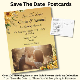 Cartão Postal De Anúncio Save The Date - Photo with Golden Yellow Flowers
