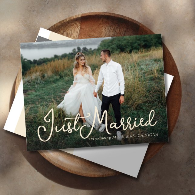 Cartão Postal De Anúncio Script de Foto de Casamento Informal (Criador carregado)