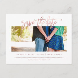 Cartão Postal De Anúncio Script de Pincel Moderno de Rosa Dourado do PixDez