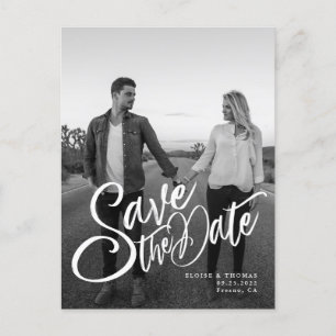 Cartão Postal De Anúncio Script de Salvar Data de Casamento Elegante com Fo