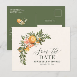 Cartão Postal De Anúncio Script elegante casamento cítrico botânico moderno