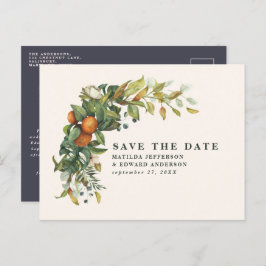 Cartão Postal De Anúncio Script elegante casamento cítrico botânico moderno