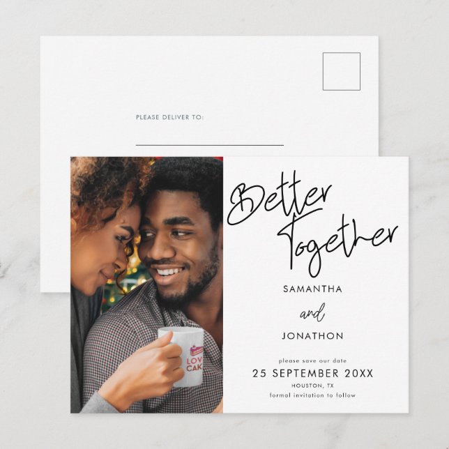 Cartão Postal De Anúncio Script Fotográfico Melhor Junto Salve A Data (Frente/Verso)