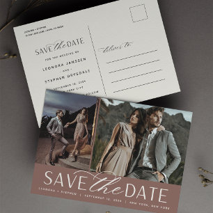 Cartão Postal De Anúncio Script Suave Dois Casamento Fotográfico Salvar a