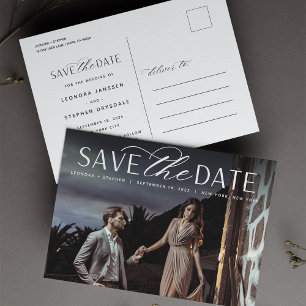 Cartão Postal De Anúncio Script Suave   Foto: Casamento Salvar a Data