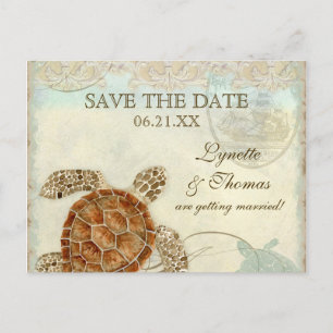 Cartão Postal De Anúncio Sea Turtle Modern Coaster Ocean Beach Swirls Estil