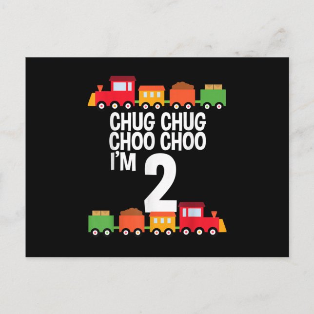 Cartão Postal De Anúncio segundo aniversário Chug Choo Choo Choo Festa 2 Co (Frente)