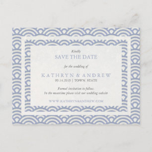 Cartão Postal De Anúncio Seigaiha Japonês Ondas Salva A Data Sem Foto