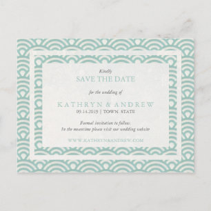 Cartão Postal De Anúncio Seigaiha Japonês Ondas Salva A Data Sem Foto