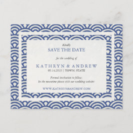 Cartão Postal De Anúncio Seigaiha Japonês Ondas Salva A Data Sem Foto