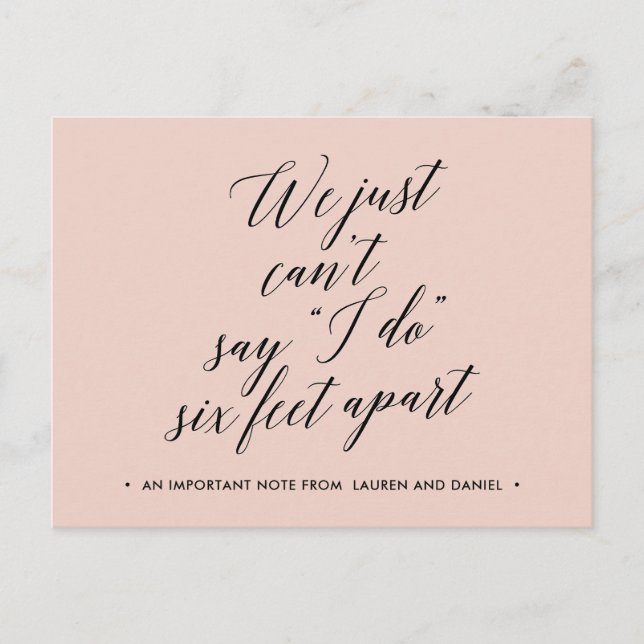 Cartão Postal De Anúncio Seis Pés Separados Mudança de Planos Adiada person (Frente)