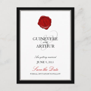 Cartão Postal De Anúncio Selo de cera clássico Salvar a data