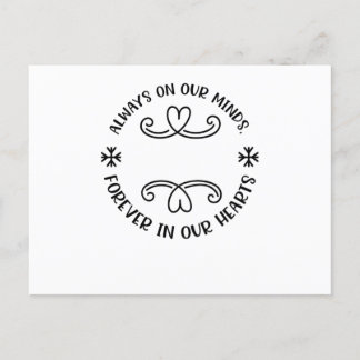Cartão Postal De Anúncio Sempre em nossas mentes, para sempre em nossos cor