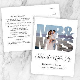 Cartão Postal De Anúncio Senhor Senhora Foto Recepção de Casamento