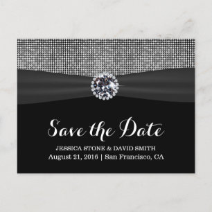 Cartão Postal De Anúncio Sequência Moderna Silver Glitter Casamento Salve a