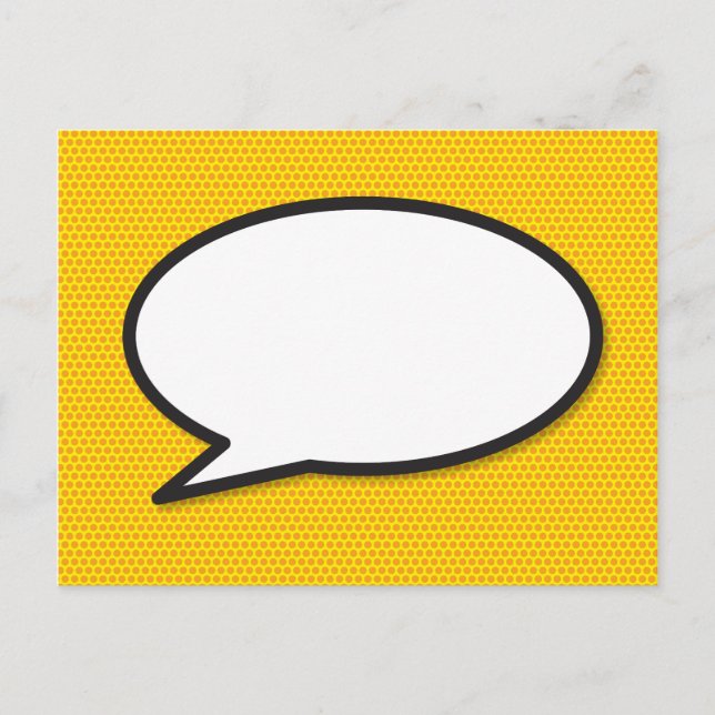 Cartão Postal De Anúncio Seu Balão de Fala de Mensagem Diversão Retro Quadr (Frente)