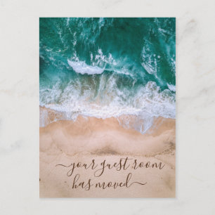 Cartão Postal De Anúncio Seu Quarto de Hóspedes Mudou Praia Oceano Mar