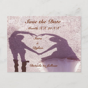 Cartão Postal De Anúncio Silhouette Heart Casal Bridal Salve A Data