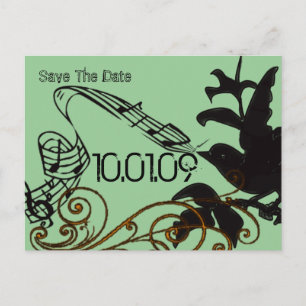 Cartão Postal De Anúncio Silhueta de Pássaro Vintage Salve a Data