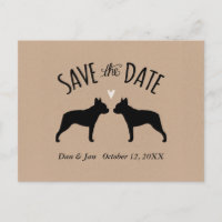 Silhuetas de Boston Terrier Casamento Save the Dat