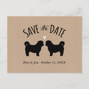 Cartão Postal De Anúncio Silhuetas de Shih Tzu Casamento Salvar a Data