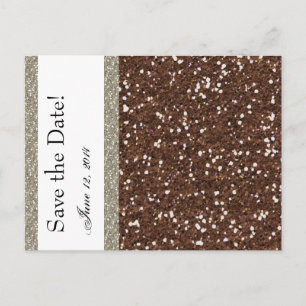 Cartão Postal De Anúncio Silver Brown Glitter - Olhar Salva a Data