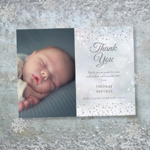 Cartão Postal De Anúncio Silver Hearts Obrigado Foto De Nascimento De Inver