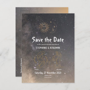 Cartão Postal De Anúncio Símbolo Celestial de Astrologia Gemini Aquarius